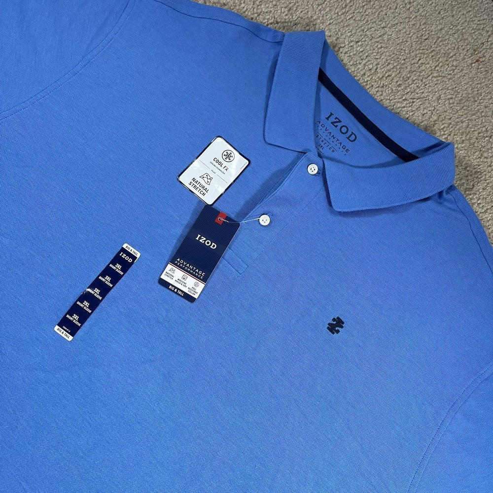 Izod Advantage Performance Natural Stretch Polo Blue 3XL Cooling Technology NWT
